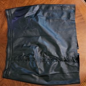 Love & Legend Black Faux Leather Midi Skirt